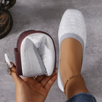 Élégance Noire - Ballerines Tissu Tissé Confort