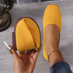 Élégance Noire - Ballerines Tissu Tissé Confort